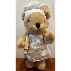 VINTAGE LIGHT BROWN CHEF TEDDY BEAR MAYFIELD FASHION COMPANY PLUSH 15”TALL